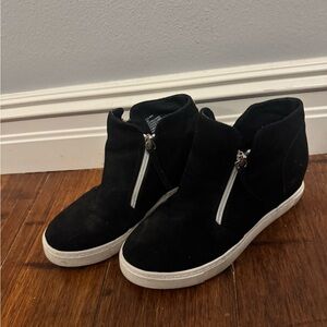 Steve Madden Black Ankle Booties with White Soles